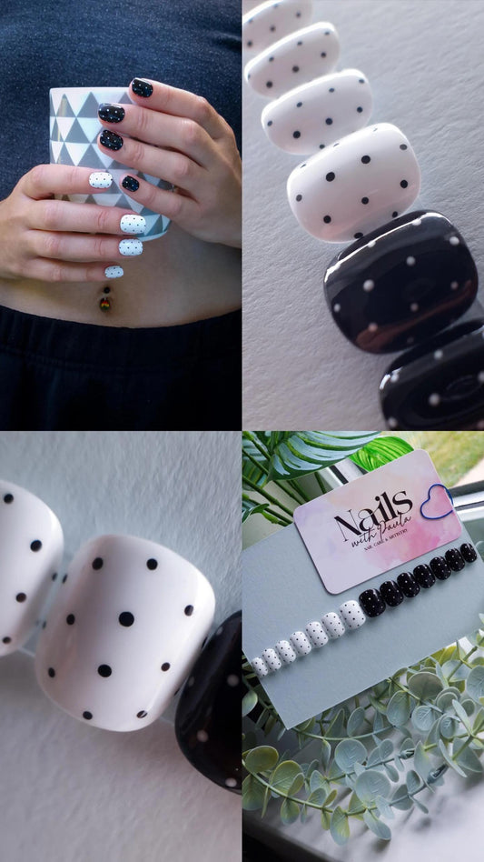 Monochrome polka dots | Press on nails