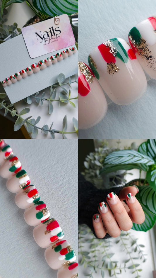 Abstract festive tips | Press on nails