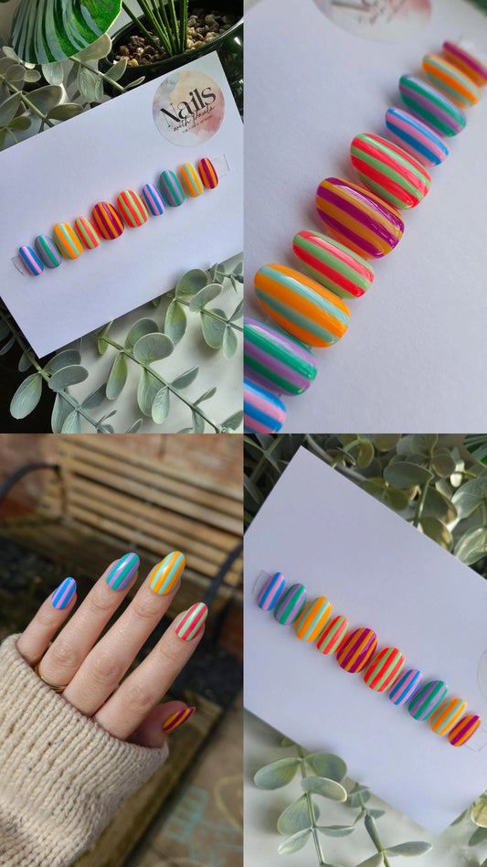 Coloured stripes | Press on nails