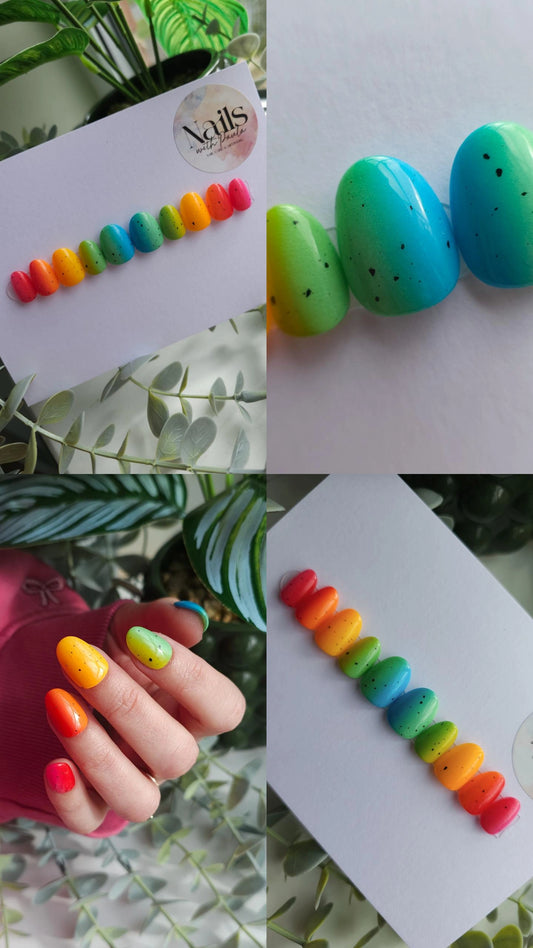 Speckled rainbow gradient | Press on nails