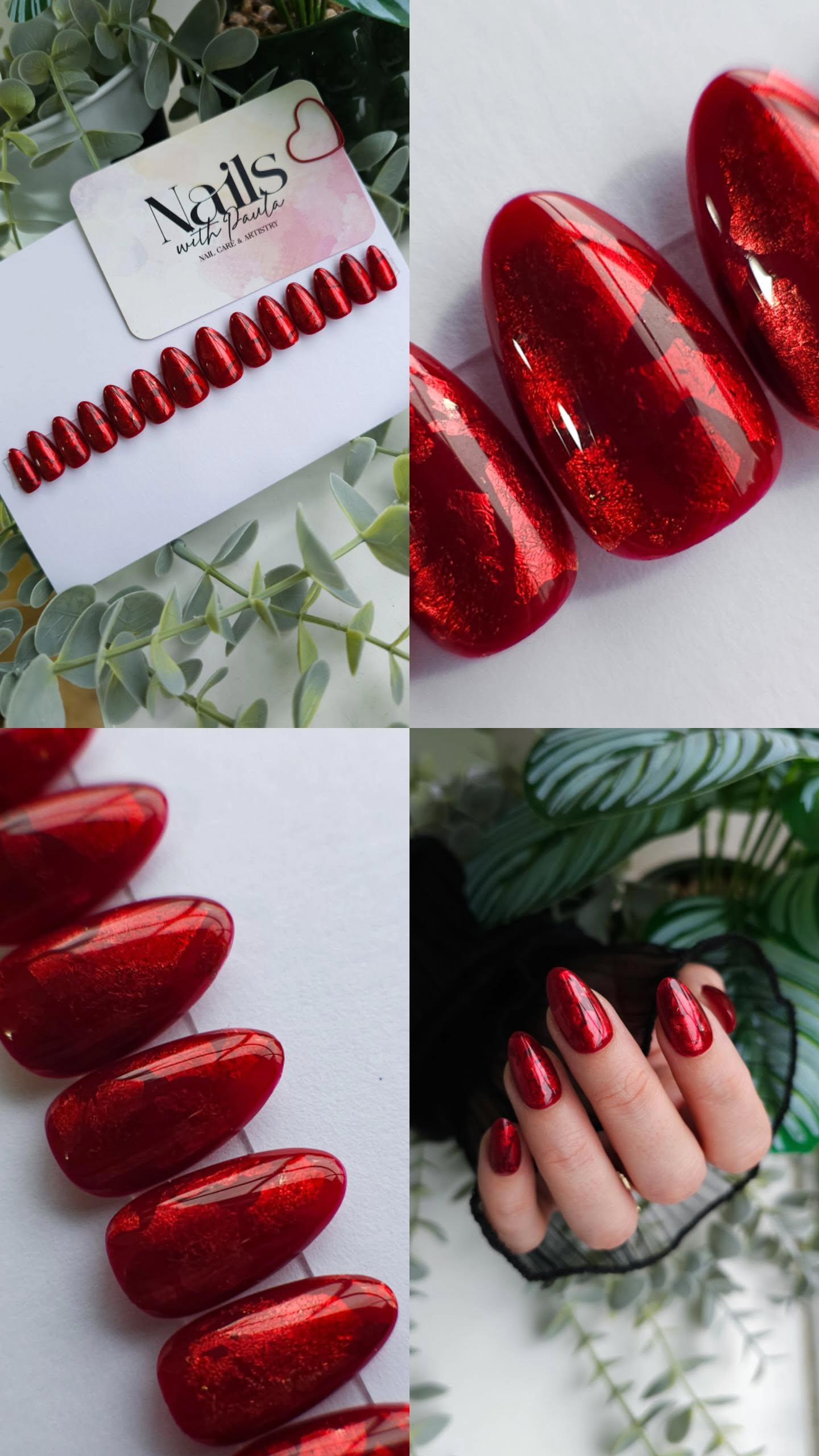 Red jewels | Press on nails
