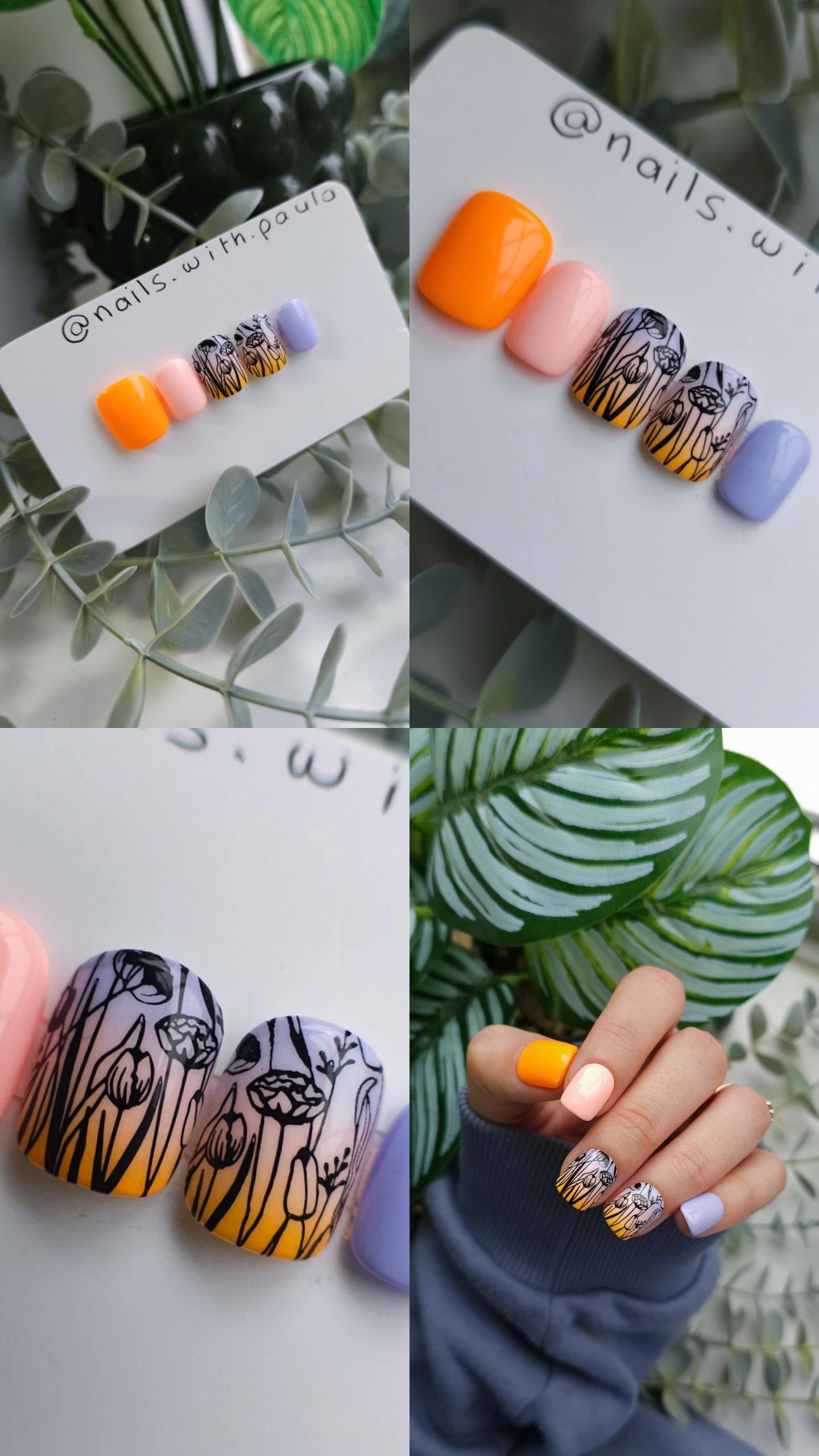 Flowers on gradient | Press on nails