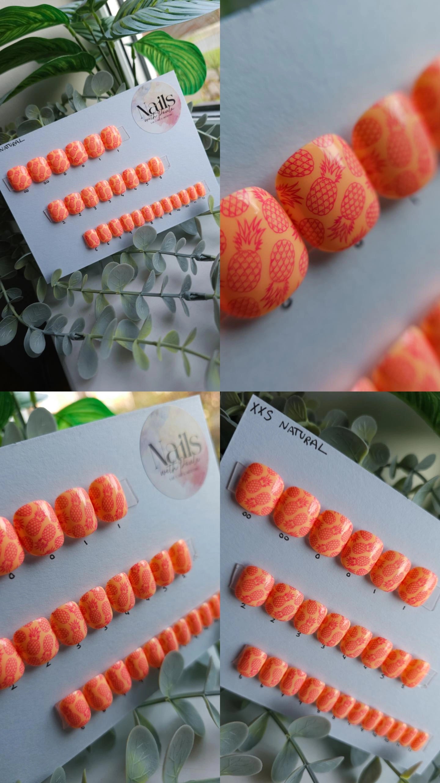 Pineapples | Press on nails XXS natural | Ready to ship