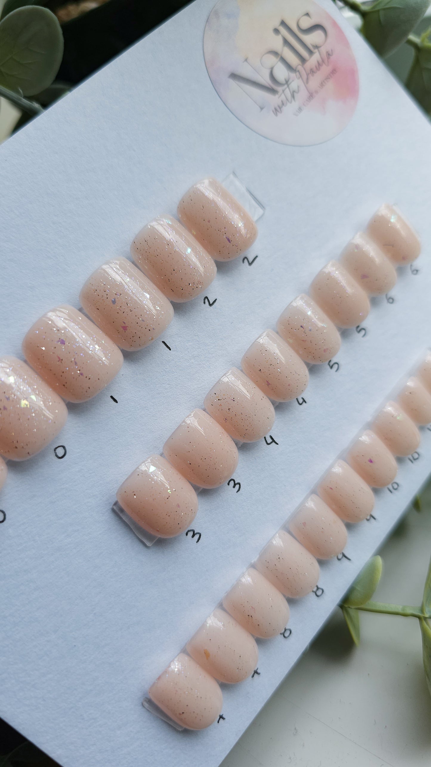 Neutral and blue shimmers | Press on nails XXS soft square | Ready to ship