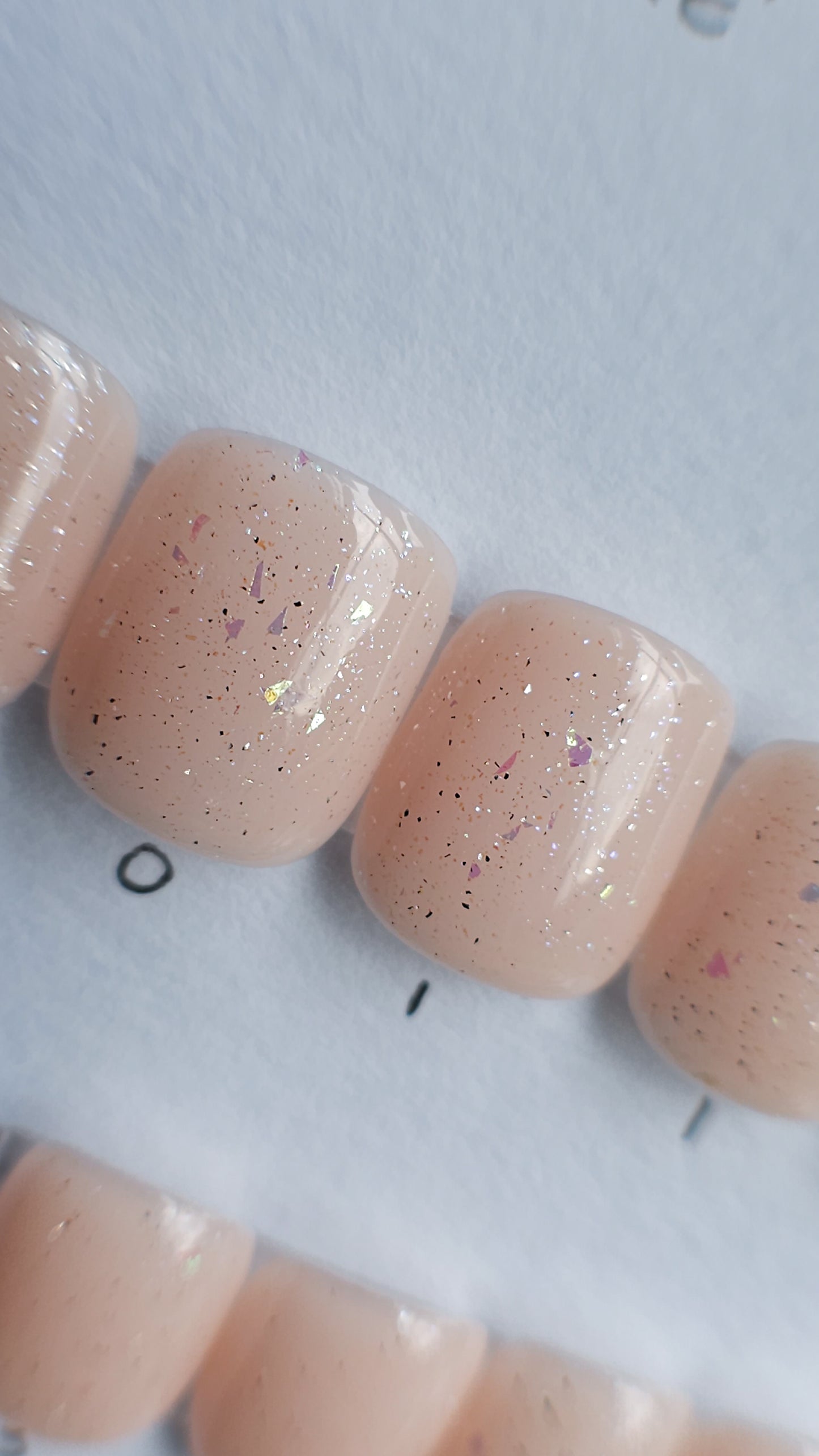 Neutral and blue shimmers | Press on nails XXS soft square | Ready to ship