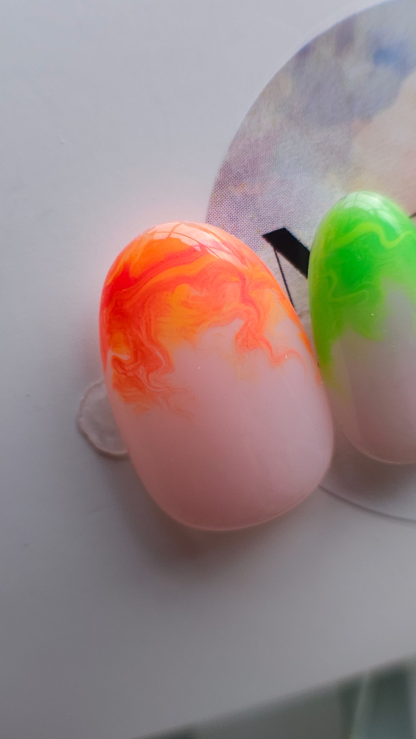 Bright marble tips | Press on nails