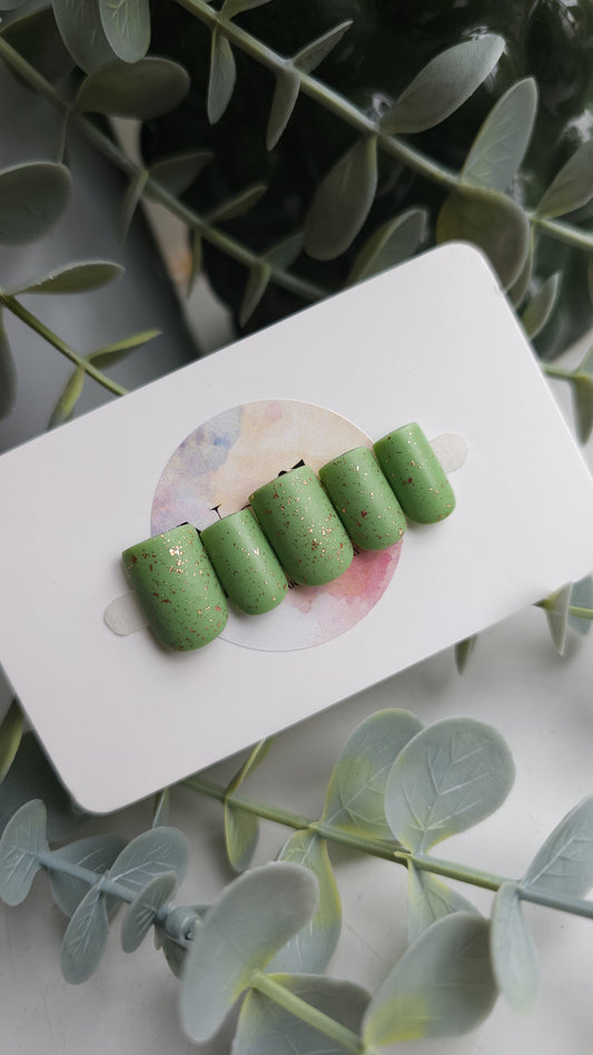 Sage and rose flakes | Press on nails