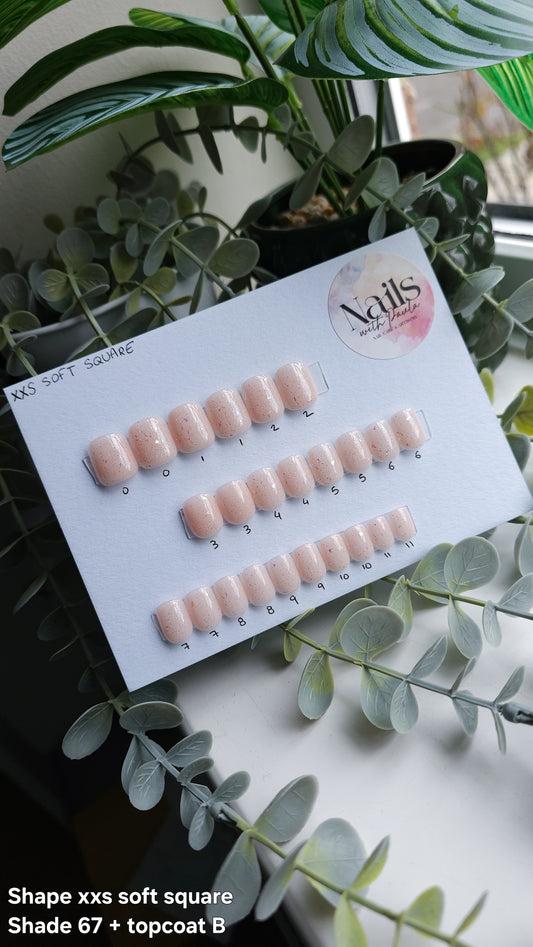 Neutral and blue shimmers | Press on nails XXS soft square | Ready to ship