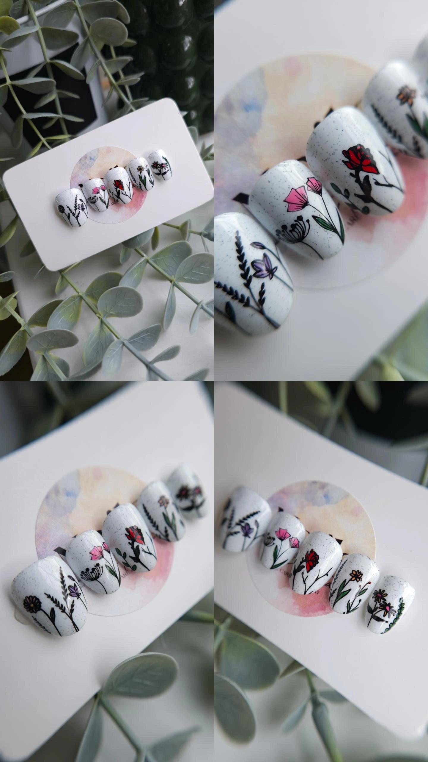 Speckled garden | Press on nails