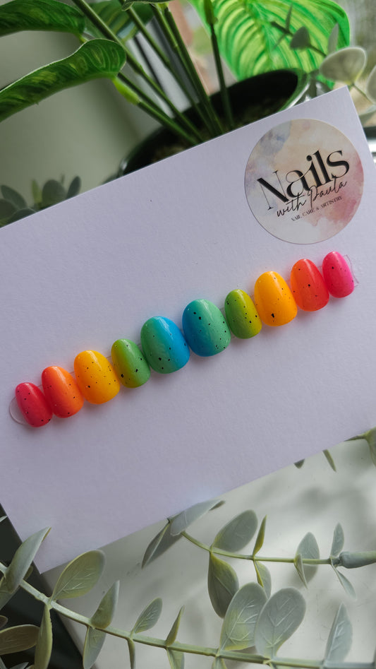 Speckled rainbow gradient | Press on nails