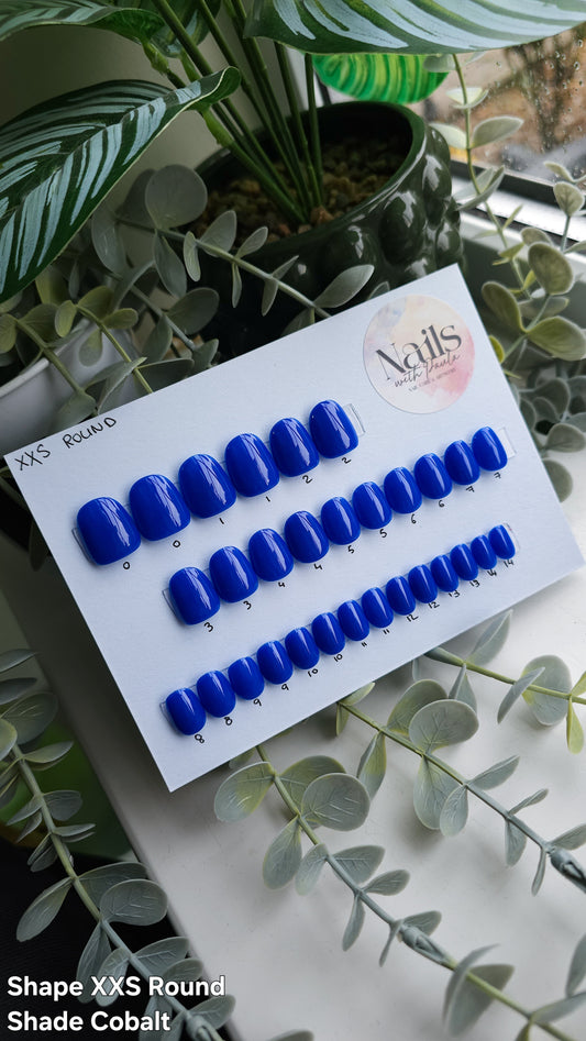 Electric blues | Press on nails XXS round | Ready to ship