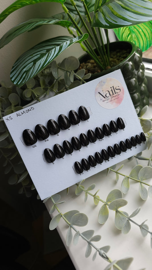 Black panther | Press on nails XS almond | Ready to ship