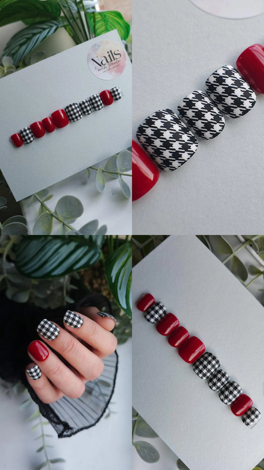 Hot houndstooth | Press on nails