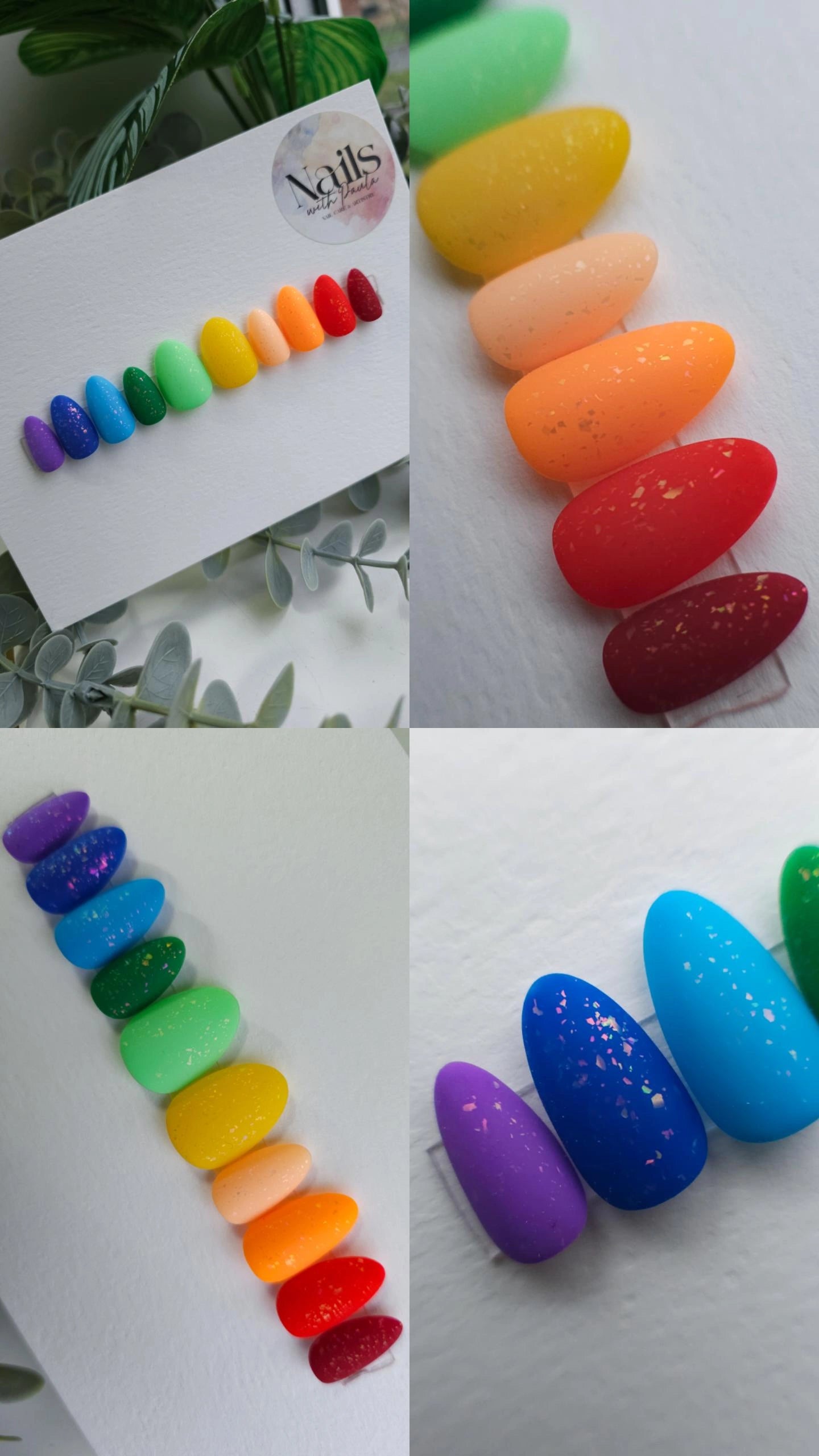 Rainbow flakes | Press on nails